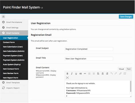 Mail System Config Panel Instructions | PointFinder Documentation