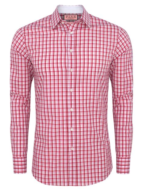 Thomas pink Laces Slim Check Shirt in Pink for Men (White) | Lyst