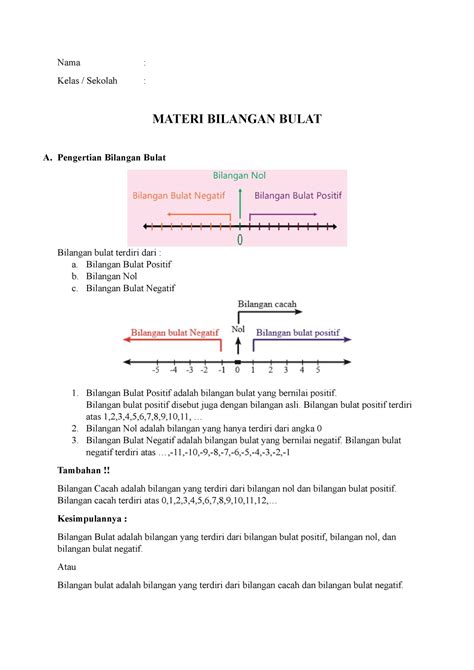 Materi Bilangan Bulat dan Operasi Hitung Bilangan Bulat Full - Nama ...