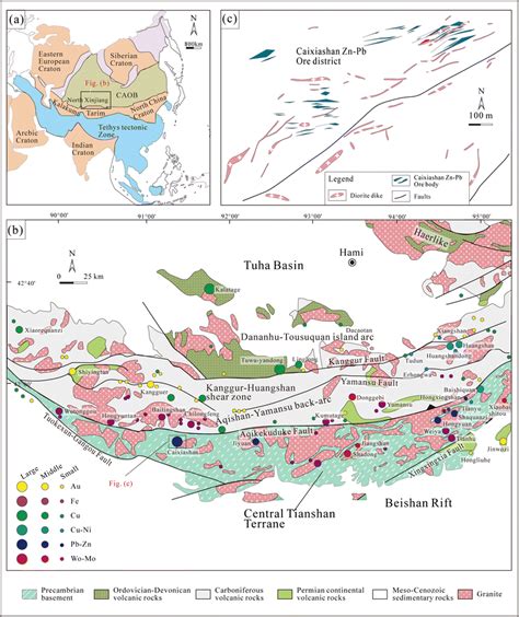 Simplified geological map of Eastern Tianshan and Caixiashan Zn-Pb ...