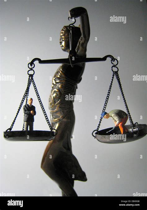 symbol picture 'social justice': Lady Justice with manager and worker ...