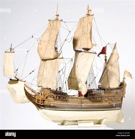 A model ship, of the Brandenburg fluyt Derfflinger (1681 - 1694). Model ...