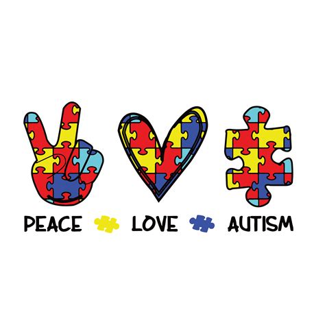 Peace Love Autism Awareness Svg, Autism Puzzle Piece Logo Sv - Inspire ...