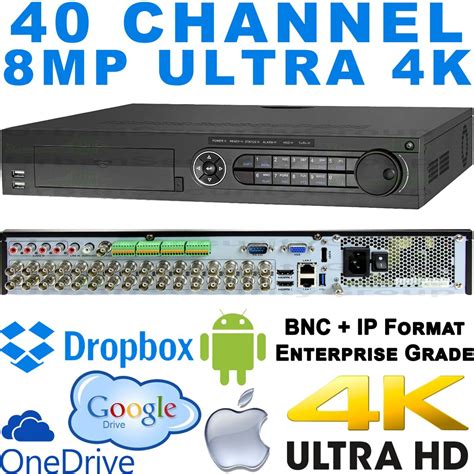 BNC 40 Channel DVR : (32) BNC + (8) IP Channels, 8MP Ultra 4K H265+, 2x ...