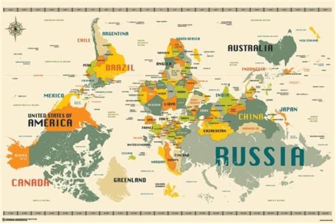 Buy World Map Upside Down Poster 24x36 PSA011350 Online at Lowest Price ...