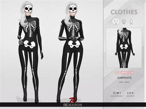 Halloween Skull Costume 01 by remaron at TSR » Sims 4 Updates