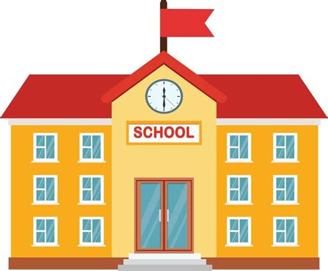 Vector illustration of High school building. Vector School Building ...