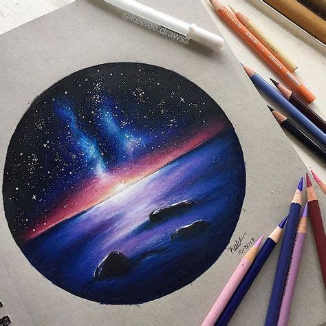 Galaxy sunset drawing | Galaxy drawings, Color pencil drawing, Color ...