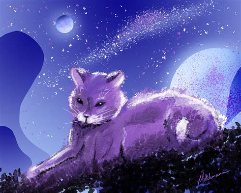 Purple Cat Digital Art by Jessie Adelmann - Pixels