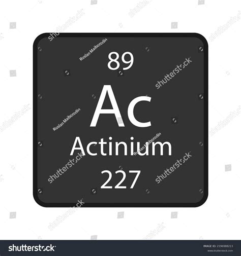 Actinium Symbol Chemical Element Periodic Table Stock Vector (Royalty ...