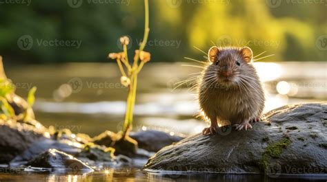 Close-up photo of a Vole looking in their habitat. Generative AI ...