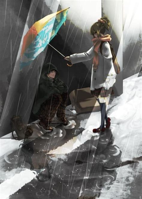 Couple In The Rain Sad Anime Couple Pinterest Manga