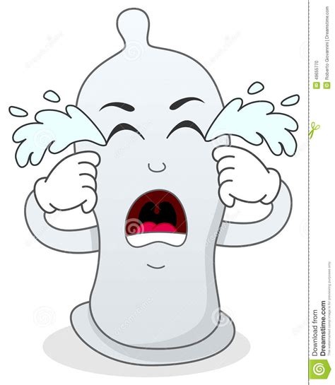 Sad Crying Condom Cartoon Character Stock Vector Image