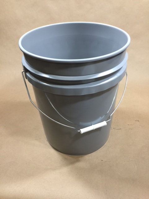  5 Gallon   Open Head Grey  Heavy Duty UN Rated for Liquids  Plastic   Pail