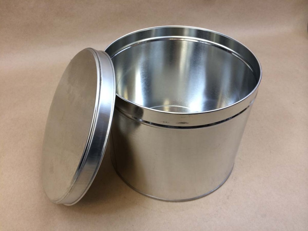  160 oz./10 Lb.   Open Head Silver  Slip Cover  Tin   Can