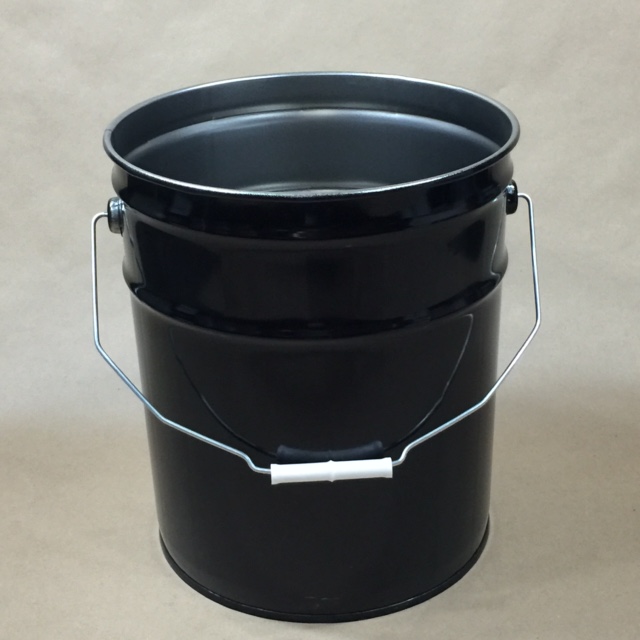  5 Gallon   Open Head Black  Round  Steel   Pail