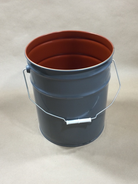  5 Gallon   Open Head Gray  Round  Steel   Pail