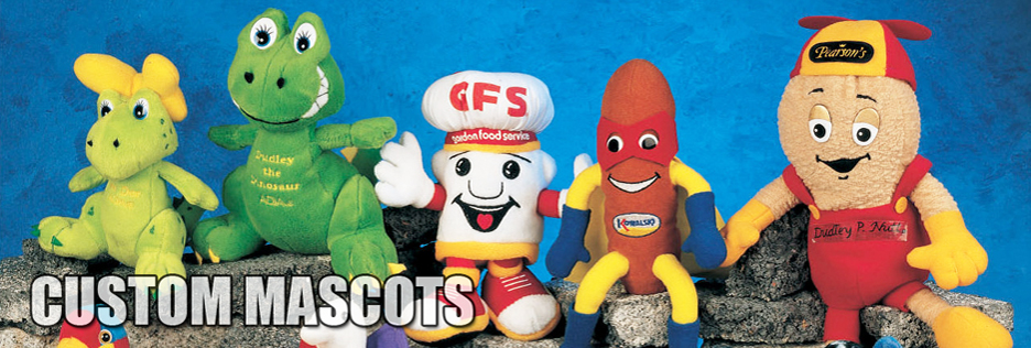 Order custom plush toy mascots for your school, camp, amusement park or business.