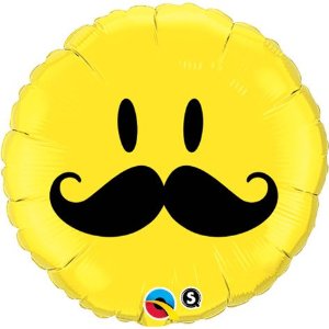 Smiley Face Mustache Round 18" Mylar Foil Balloon ...