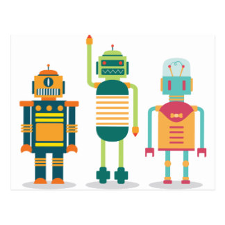 Cartoon Robots Postcards | Zazzle