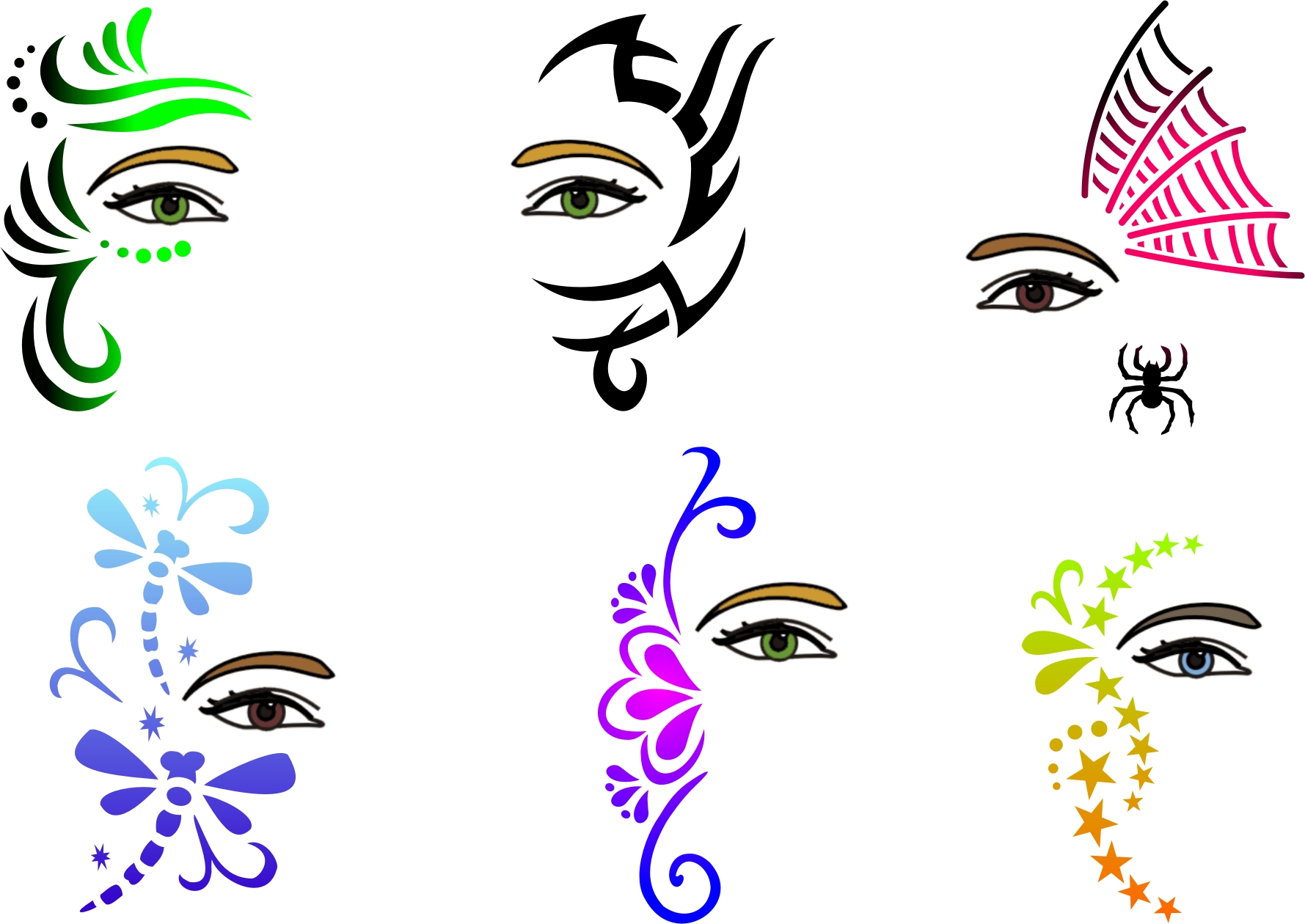 Trendy Tribals, inc. - Full Face and Hair Stencils - Eyes, Masks ...