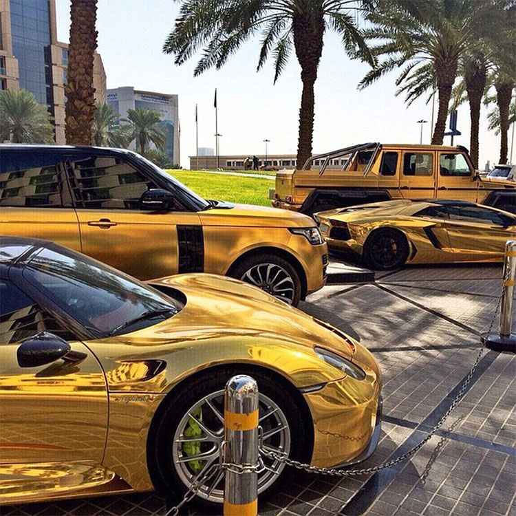 gold cars desert