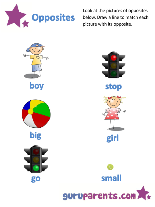 opposites worksheet B