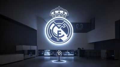 Real Madrid CF, Glowing, Logo, Football club