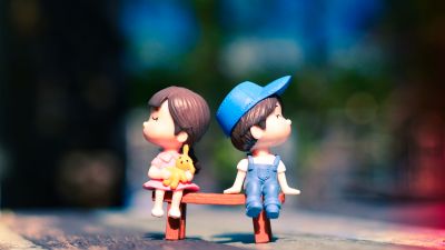 Cute couple, Adorable, Bench, Bokeh, Cute pair, Dolls