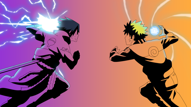 Naruto Uzumaki, Sasuke Uchiha, Gradient background, Naruto Online, Wallpaper