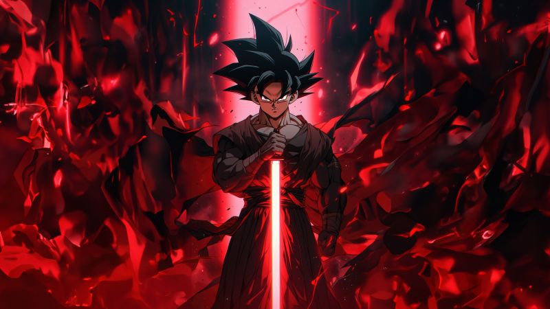 Goku Black, Super Saiyan Rose, Lightsaber, Red, 5K, Dark red, Wallpaper