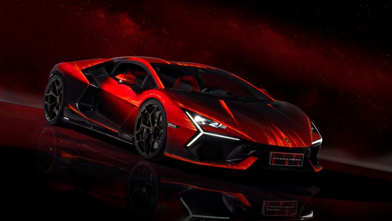 Lamborghini Revuelto Opera Unica, 10K, Red background, 8K, 5K