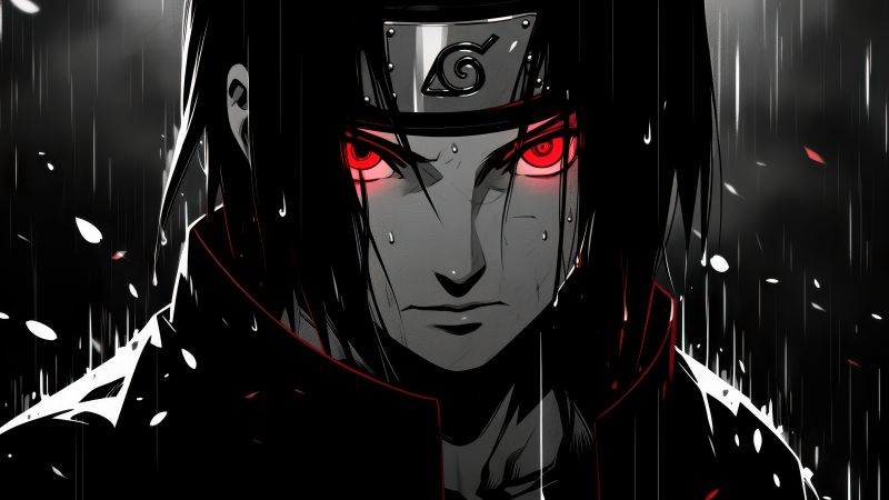 Itachi Uchiha, Dark aesthetic, Dark background, Monochrome, Naruto