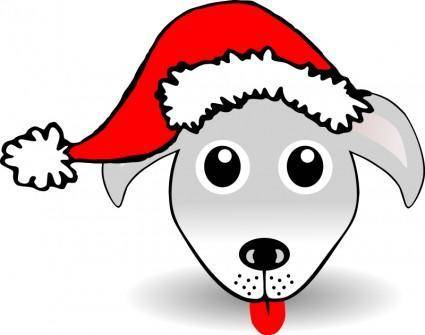 Funny Dog Face Grey Cartoon with Santa Claus hat