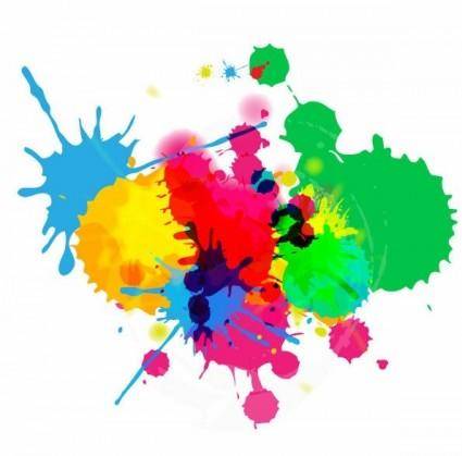 Colorful Bright Ink Splashes on White Background