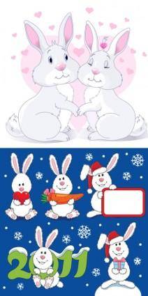 Lovely christmas rabbit vector