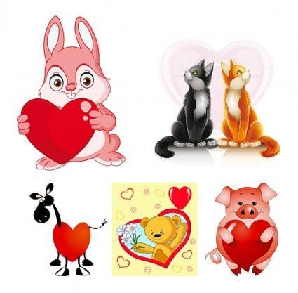 Valentine cute animals vector