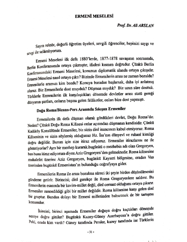 First page of “Ermeni Meselesi”