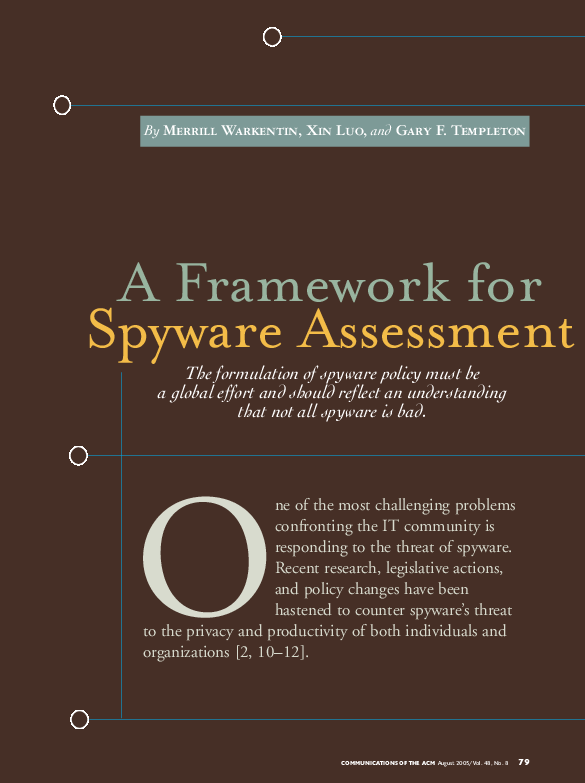 First page of “A Framework for”