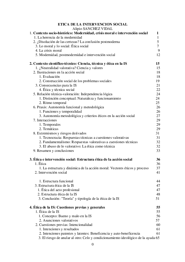 First page of “Ética de la Intervención Social”