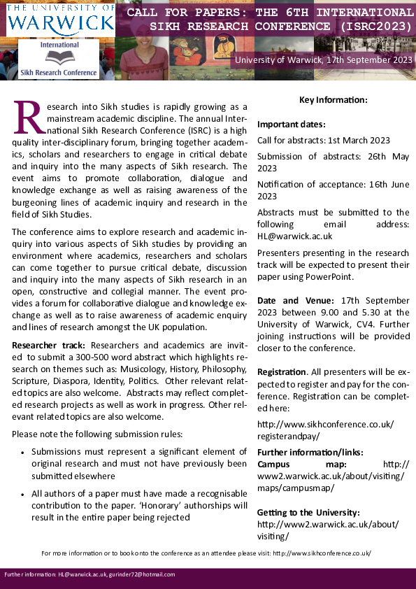 First page of “Call for Papers ISRC, 2023”