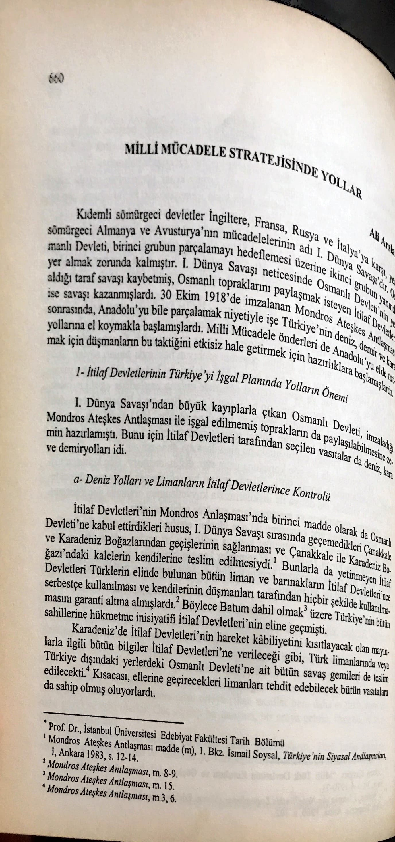 First page of “Milli Mücadele Stratejisinde Yollar”