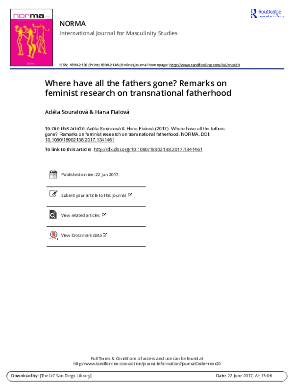 First page of “Where have all the fathers gone? Remarks on feminist research on transnational fatherhood”