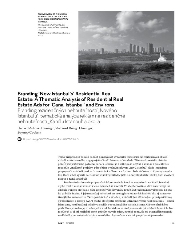 First page of “Branding ‘New Istanbul’s’ Residential Real Estate: A Thematic Analysis of Residential Real Estate Ads for ‘Canal Istanbul’ and Environs”