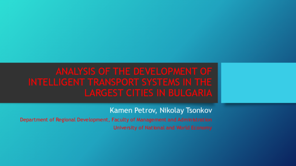 First page of “ANALYSIS OF THE DEVELOPMENT OF INTELLIGENT TRANSPORT SYSTEMS IN THE LARGEST CITIES IN BULGARIA”