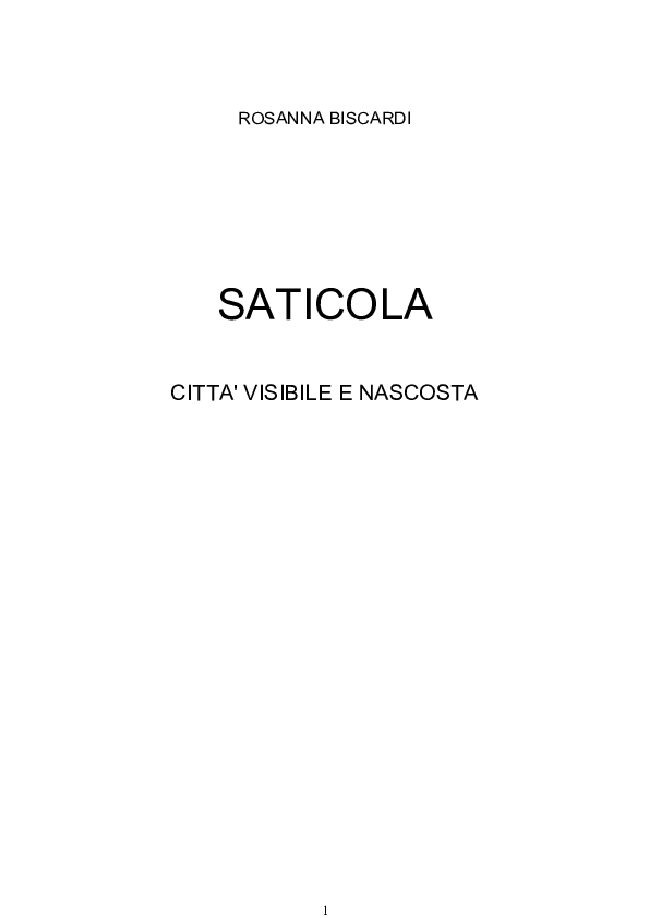 First page of “Saticola, città visibile e nascosta”