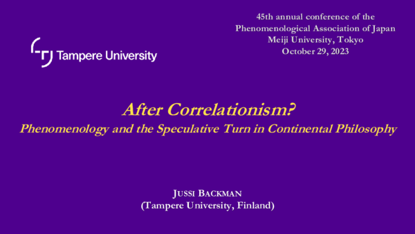 First page of “After Correlationism? Phenomenology and the Speculative Turn in Continental Philosophy (2023)”