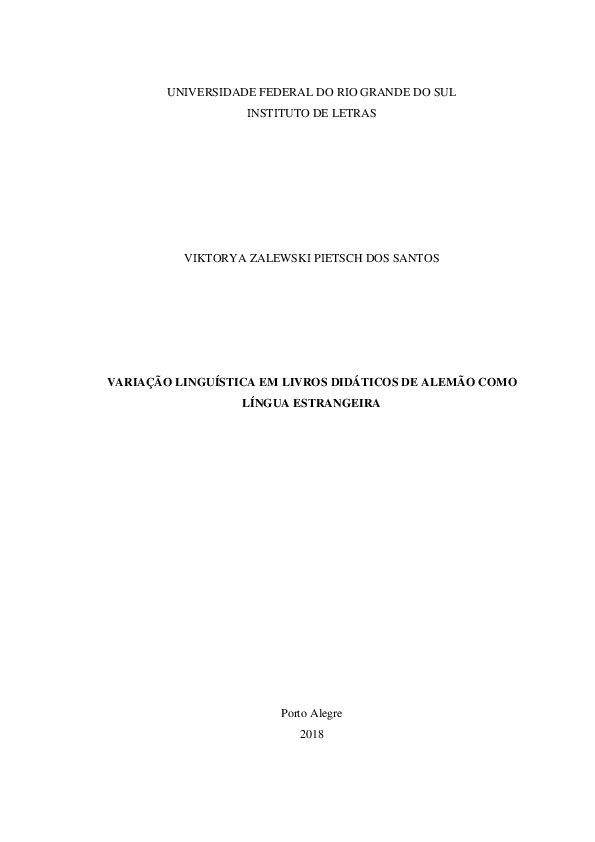 First page of “Variação linguística em livros didáticos de alemão como língua estrangeira”