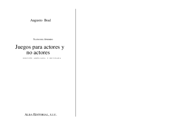 First page of “Juegos para actores y no actores”