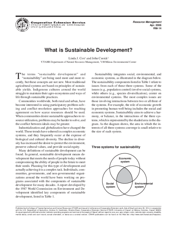 First page of “Sustainable Development”